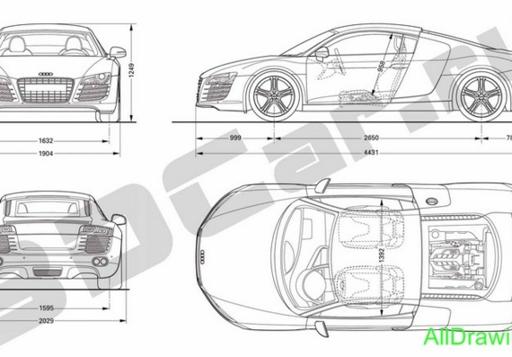 Audi R8 (2006) (Ауди Р8 (2006)) - чертежи (рисунки) автомобиля